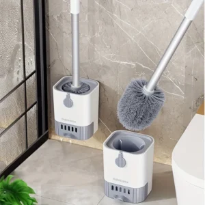 Wall Mount Toilet Brush Set with Holder, Flexible Long Handle