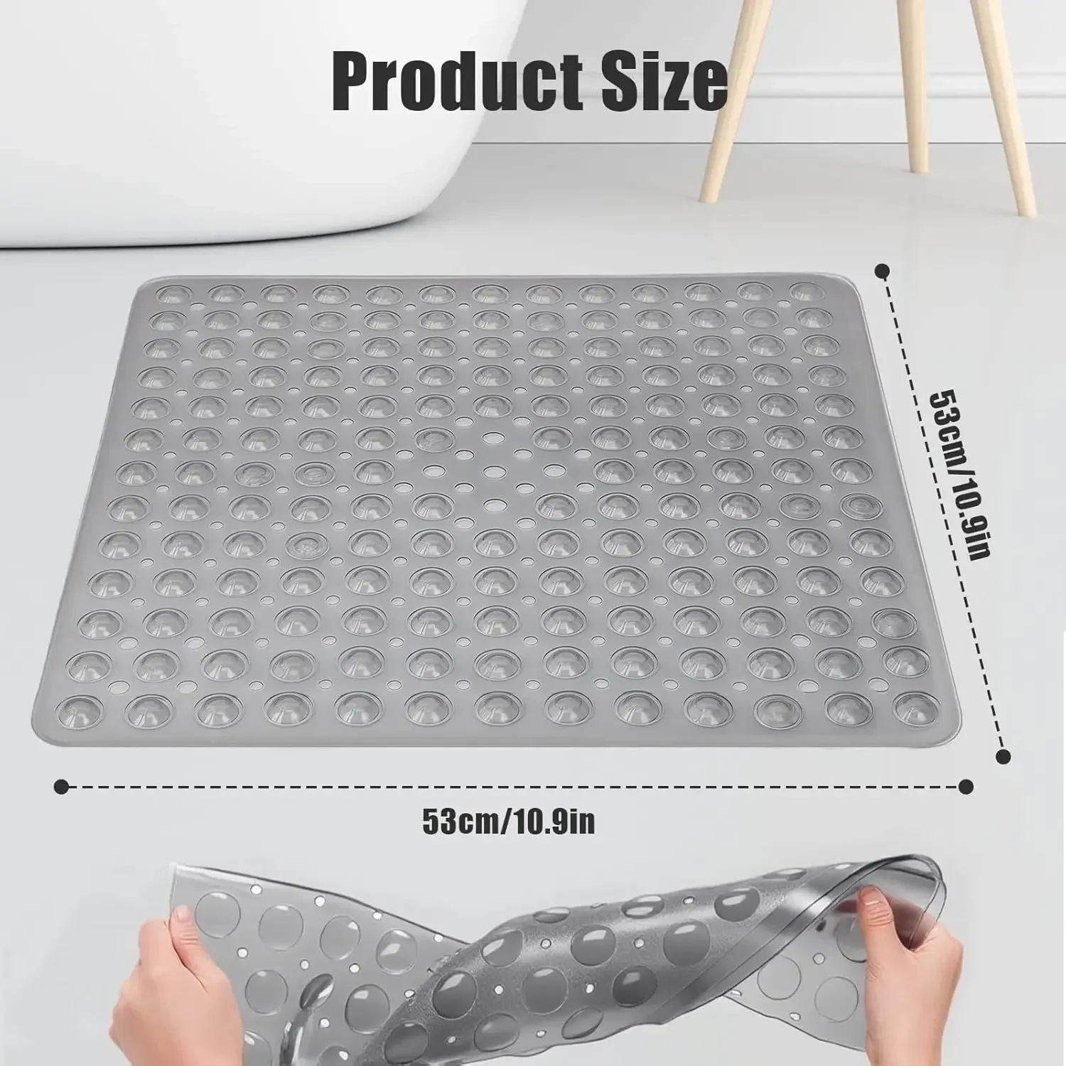 Non Slip 53x53cm Square Shower Mat for Bathroom Floor - Image 2