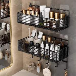 No-Punch Bathroom Shelf Wall Mount Storage Rack