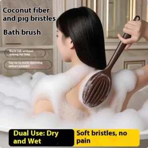 Soft Natural Bristle Bath Brush for Dry Skin Care