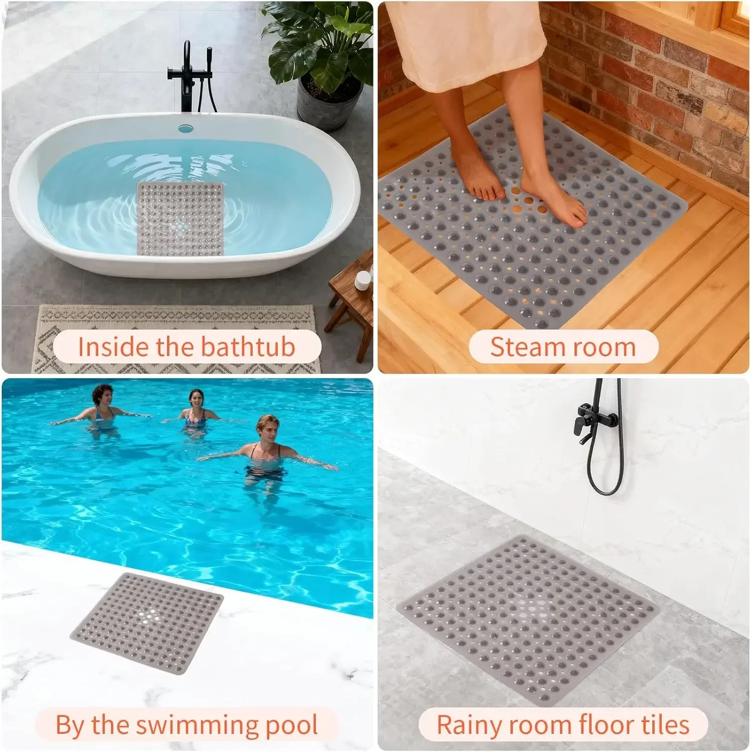 Non Slip 53x53cm Square Shower Mat for Bathroom Floor - Image 6