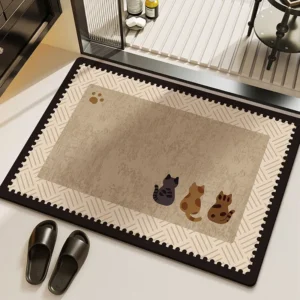 VIKAMA Marble Anti-Slip Bath Mat, Quick-Dry Absorbent Carpet