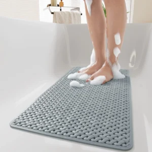 Non-Slip Bath Mat with Suction Cups & Drain Holes, Washable