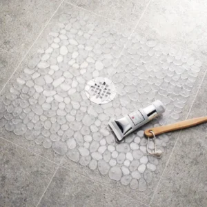 Non-Slip Shower Mat 20.5x21in PVC Suction Bath Mat with Drain Holes