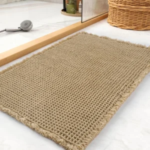 Boho Waffle Bath Mat: Super Absorbent & Non-Slip