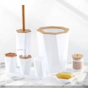 8-Pc Bathroom Accessories Set with Soap Dispenser & Trash Can