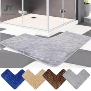 L-Shaped Non-Slip Bath Mat for Toilet, Soft Absorbent Shower Mat